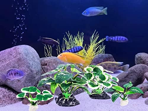 Vtapliea 4pcs plantas de aquário Betta decorações de tanques de peixes de tamanho pequeno aquário de seda de seda mole para esconder