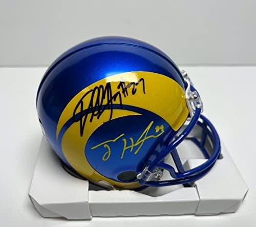 Darrell Henderson Tyler Higbee assinou Los Angeles Rams Mini capacete PSA 9A25953 - Mini capacetes autografados da NFL