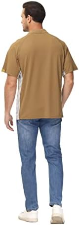 Camisa pólo masculina manga curta bloco de cores atlético de atendimento seco de t-shirt de golfe