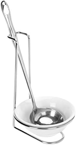 Mygift White Ceramic Lado Spot Spoon Rest, Suporte de utensílio de cozinha único na vertical, Prato de apanhador