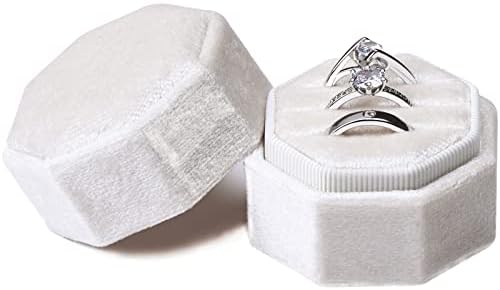 NICECraft 3 slots Slots Velvet anel da caixa de noivado Titular do anel Octogonal Secreting Storage para a cerimônia de casamento
