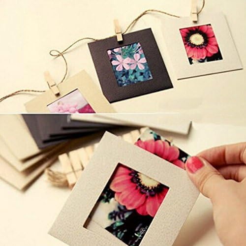 Wall Deco Diy Creative Mini Paper Photo Frame com mini prendedores de roupa coloridos e barbante -FILT Instax mini filme -Muti