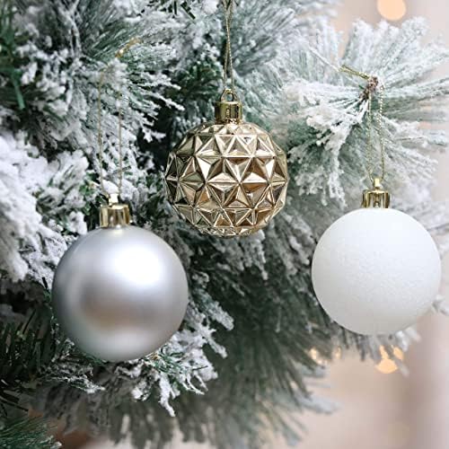 Valery Madelyn elegante e elegante pacote de decoração de Natal de ouro 50ct 60mm de ouro elegante e branco de bola de Natal