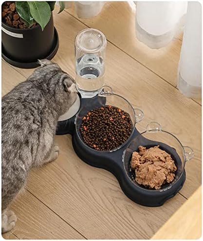 NA gato tigela dupla tigela automática Pet Bowl alimentador de água Dispensador