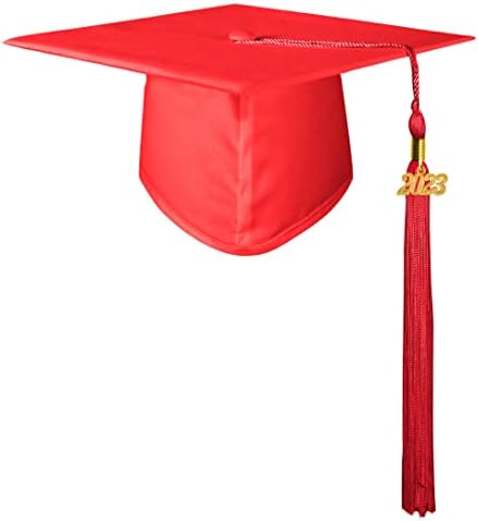 Cap de graduação Matte Graduate com 2023 Tassel para adultos High School e Bachelor Master 12 Colors
