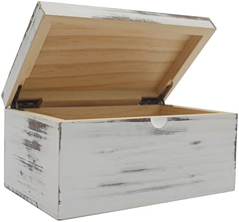Caixa de madeira rústica do Yesto com tampa articulada, lavanderia de madeira de armazenamento de madeira, suporte para lençóis de secador para folhas de amaciante de tecido, decoração de lavanderia