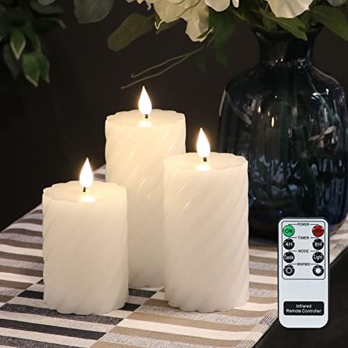 RHYTSING 10 RED TRANGELHA TWIST VELAS DE VELAS COM TIMER, VELAS DE VAPA ESPANIFICAÇÃO OLORAS DA BATERIA, Luz branca quente, remota