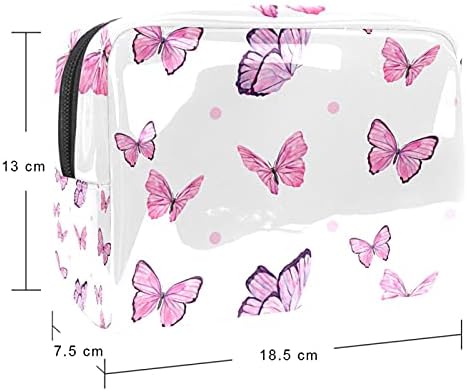 Bolsa de bolsa de maquiagem de maquiagem de padrões de borboleta rosa e meninas