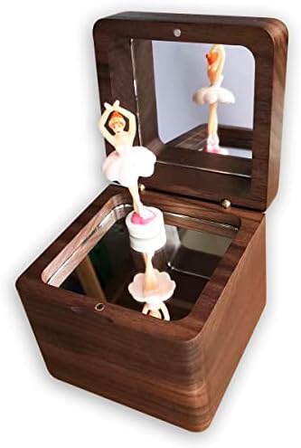 Jogue [Linha Row Row Your Boat] Walnut Wooden Ballerina Dancer Girl Music Box com Movimento Musical Sankyo