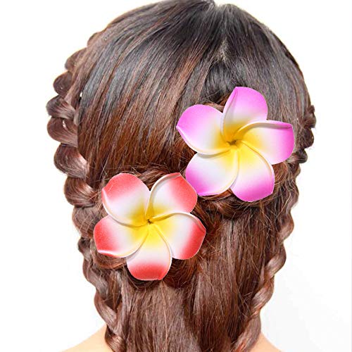 Clipes de cabelo de flor Hawaiian Hairi cleh clip conjunto plumeria hibiscus barrettes garotas meninas meninas de espuma de férias