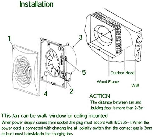 Jkovrme 4 polegadas de ventilação silenciosa do ventilador do ventilador de ventilador/exaustor de montagem na parede para banheiro/banheiro/cozinha 95m³/h