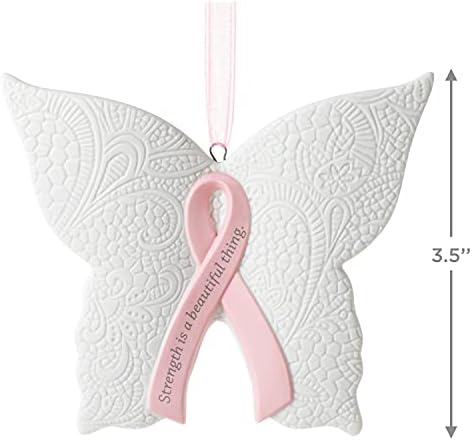 Hallmark Ornamento de Natal 2021, a força é uma bela borboleta que beneficia Susan G. Komen, porcelana