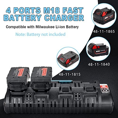 M18 Carregador de bateria, para carregador de bateria Milwaukee M18 Carregador de 4 portas Rápido Compatível rápido