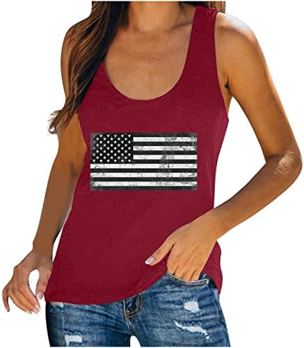 American Flag Tees for Women Athletic Workout Tops Tops USA Flag Racerback T camisetas 4 de julho 4 de julho-deco