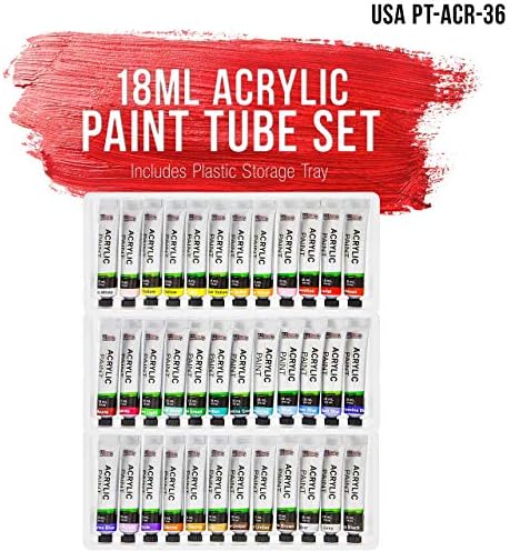 U.S. Art Supply Professional 36 Cor 18 ml pacote de conjunto de tubos de tinta acrílica com 8 x 10 polegadas artistas profissionais qualidade ácido
