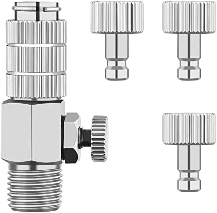 Airbrush Liberação rápida com fluxo de ar Ajuste aerógrafo Airbross Adapter Kit de adaptador de acoplamento e 3pcs 1/8 Conectores masculinos para conexão rápida e desconexão de escovas de ar