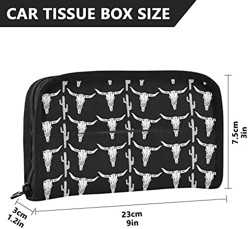 Titular do tecido de carro Longhorn-Skull-Grey-Nature Dispenser Dispenser Holder Backseat Tissue Case