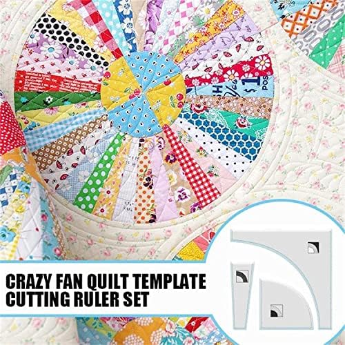 Crazy Fan Quilt Modelo de corte de régua, modelo de colcha em forma de ventilador, régua de costura em forma de fã, modelos de