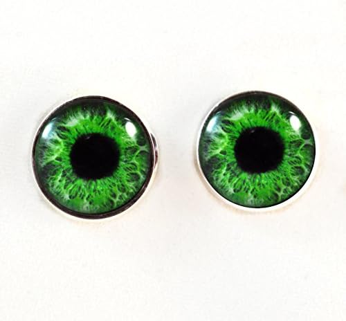 Olhos de vidro para bonecas com loops 16mm Íris verdes pupilas de vidro Cabochons para a fantasia boneca de boneca