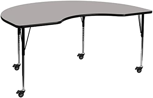 Flash Furniture Mobile 48''W x 72''l Rim cinza HP Laminate Atividade Tabela - Altura padrão Pernas ajustáveis