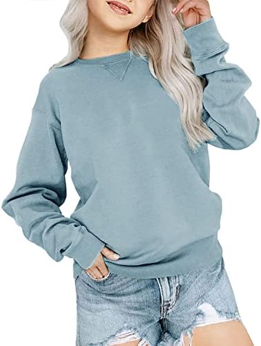 Bingerlily Girls Casual Slave Longa Crew Crew Push Pullover fofo Tops de ajuste relaxados