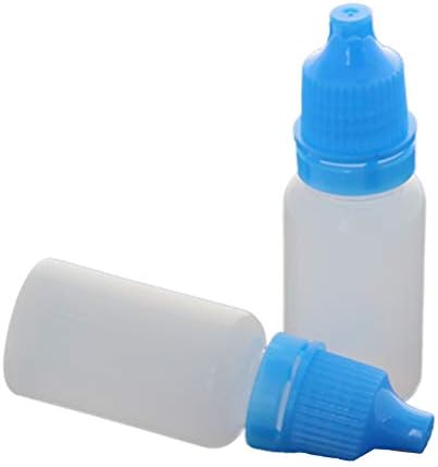 Bettomshin 50pcs garrafas de reagente de boca larga, 60x9mm/2.36x0.35 10ml PE Garrafa de vedação líquida de plástico PE, amostra de laboratório de contêiner de luz do cilindro armazenamento de amostra branca translúcida com tampa azul