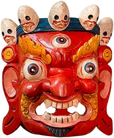 QT S MANTA MAIS CRACTADA Bhairab Máscara de madeira de deus hindu Bhairab para parede decorativa pendurada lorde Mahakal bhairab máscara de madeira feita à mão no Nepal
