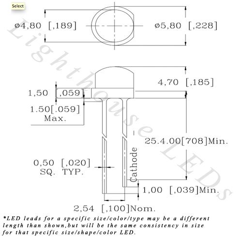 5mm / 4,8 mm de chapéu de palha difusa - LED amarelo / ouro - LED - grande angular