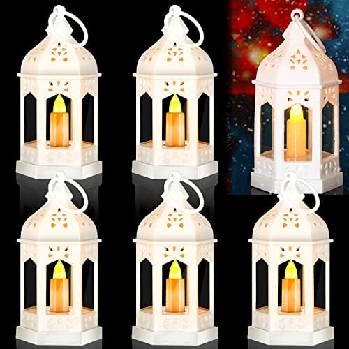 6 PCS Mini -lanterna vintage com pisca -pisque de velas lideradas por lanternas decorativas de lanterna operada por portátil lanterna