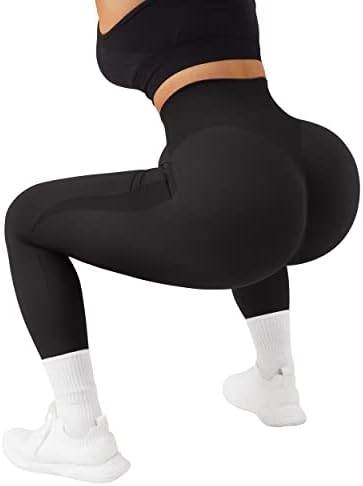 OMKAGI Scrunch Butt Leggings para mulheres de alta cintura Controle de ginástica