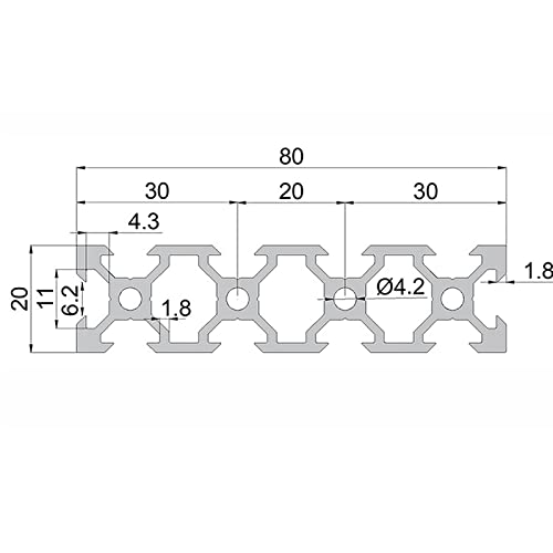 CoAVOO 2080 Extrusão de alumínio 39,37 polegadas / 1000mm Comprimento V Slot Silver 1 pacote, alumínio extrudado 20mm x 80mm 20 série V Perfis do tipo Anodized Frame linear europeu 1pcs