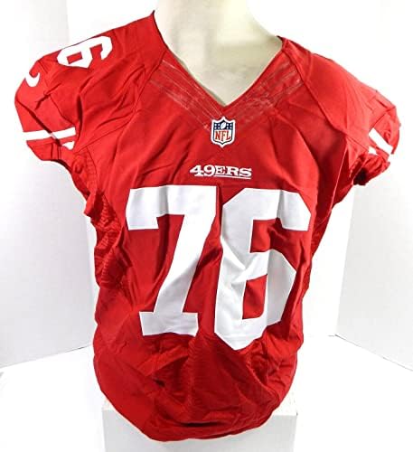 2015 San Francisco 49ers #76 Jogo emitido Red Jersey 50 DP35660 - Jerseys de jogo NFL não assinado usados
