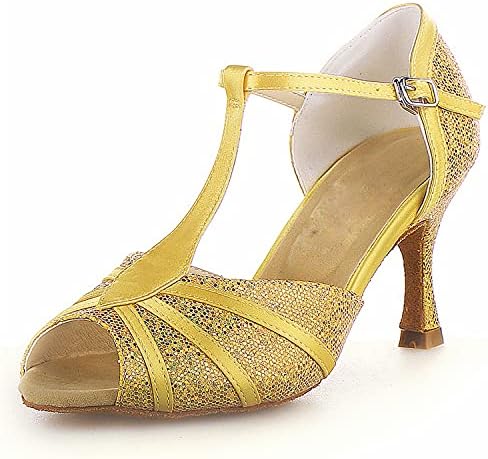 Jia Jia Y20524 Sandals de cetim feminino Sapatos de dança de salsa latina de salsa