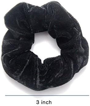 Luxxii Black Black Velvet Scrunchies Ponytail Helder de faixas de cabelo elásticas 3 polegadas