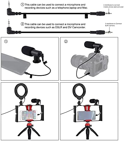 RBHGG Live Broadcast Smartphone Video Rig de 4,7 polegadas Ring LED Video Light & Tripod Dual Handle Stanbilizer