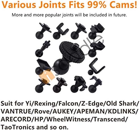 Isaddle Dash Cam Sun Visor Mount Holder/W Várias articulações para Yi/Rexing/Falcon/Z-Edge/Old Shark/VanTrue/Rove/Aukey/Apeman/Kdlinks/Wheelwitness/Transcend/Taotronics