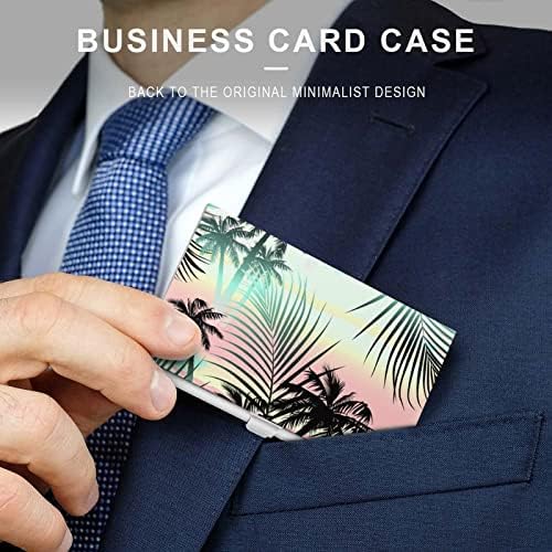 Tropical Summer Palm Business Cartter Card Wallet Metal Card Case para homens Men 3,7* 2,2 polegadas