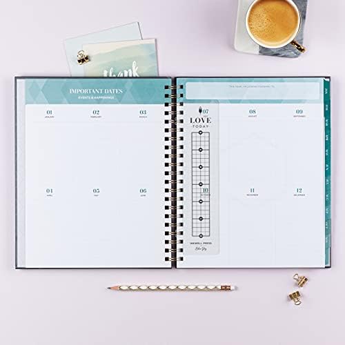 Blue Sky Inkwell Press para 2022 Weekly & Monthly Planner, 8,5 'x 11', capa dura, Wirebound, Crescent UV Carcoal