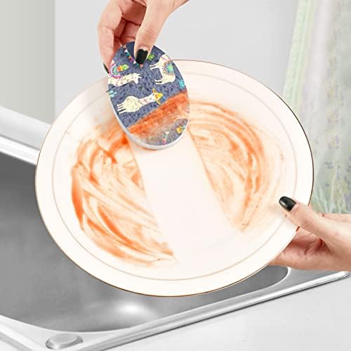 3pcs Scrub esponjas lhama fofo esponja de prato pop-up para limpeza de cozinha banheiro doméstico de lavagem não arranhada