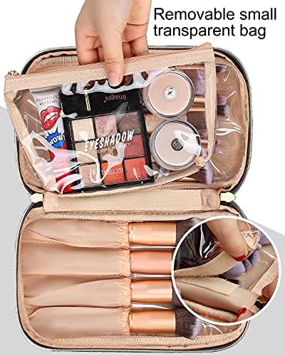 Relience Travel Makeup Brush Bag com bolsa de maquiagem transparente, pequena bolsa de maquiagem à prova d'água