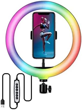 Lukeo 10 polegadas RGB Selfie LED Ring preenche a luz redonda da fotografia redonda lâmpada com tripé para maquiagem Vídeo ao vivo Luz ao vivo
