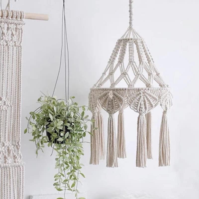 WSSBK Bohemian feita à mão tecida Arbumida Macrame de parede para pendurar sala de lâmpada Coffee Restaurant Decoração de