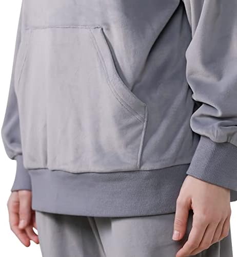 Conjunto de roupas de lounge feminina para mulheres SAC 2 peças de pijama conjunto de veludo, com capuz de manga longa e calças