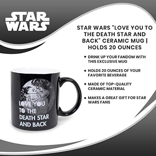 Guerra nas Estrelas Amo você para a Estrela da Morte e Caneca de Café Cerâmica Back | Han Solo e Princesa Leia, Disney Kitchen Acessórios