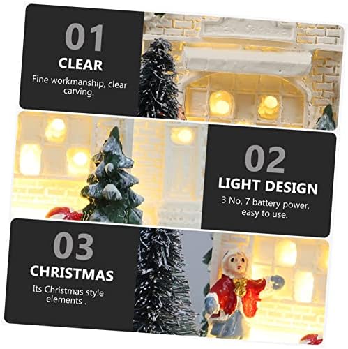 Aboofan 2 PCs Casa de Natal de Natal Presentes Presentes de Ornamento Branco Mini Lanternas Mini Resina Casa para Craft Miniatura Vila Casas Mini Luminosa Casa Reinada Villa House Shape