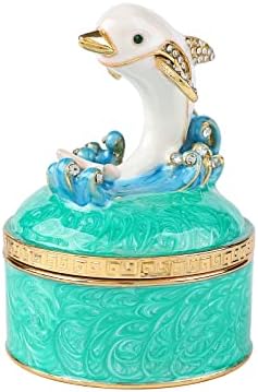 Fasslino Cute Cute Dolphin Jewelry Box com ornamentos de animais pintados à mão com dependência de origem única para decoração de