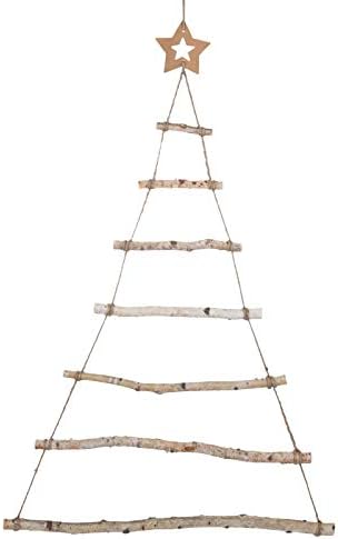 Calendário do advento de Natal GWhole 2022 - Arregada de Natal Branch de madeira escada com estrela para a contagem regressiva