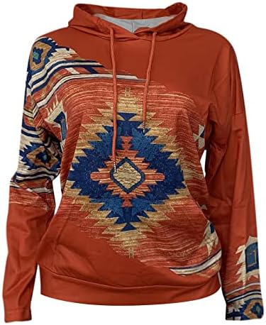 Hoodies casuais ruziyoog para mulheres oeste do aztec do estilo étnico Tops