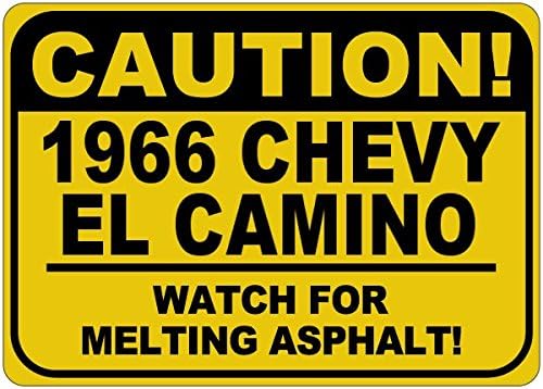 1966 66 Chevy El Camino Cuidado Sinal de asfalto - 12 x 18 polegadas