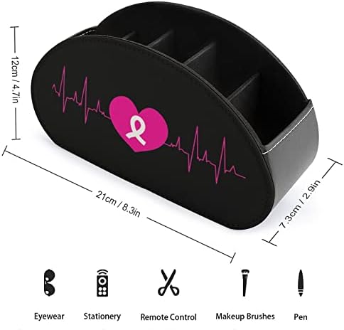 Ribbon Ribbon Câncer de mama Consciência TV Totes de controle remoto Moda Box de armazenamento de couro Organizador de desktop com 5 compartimento
